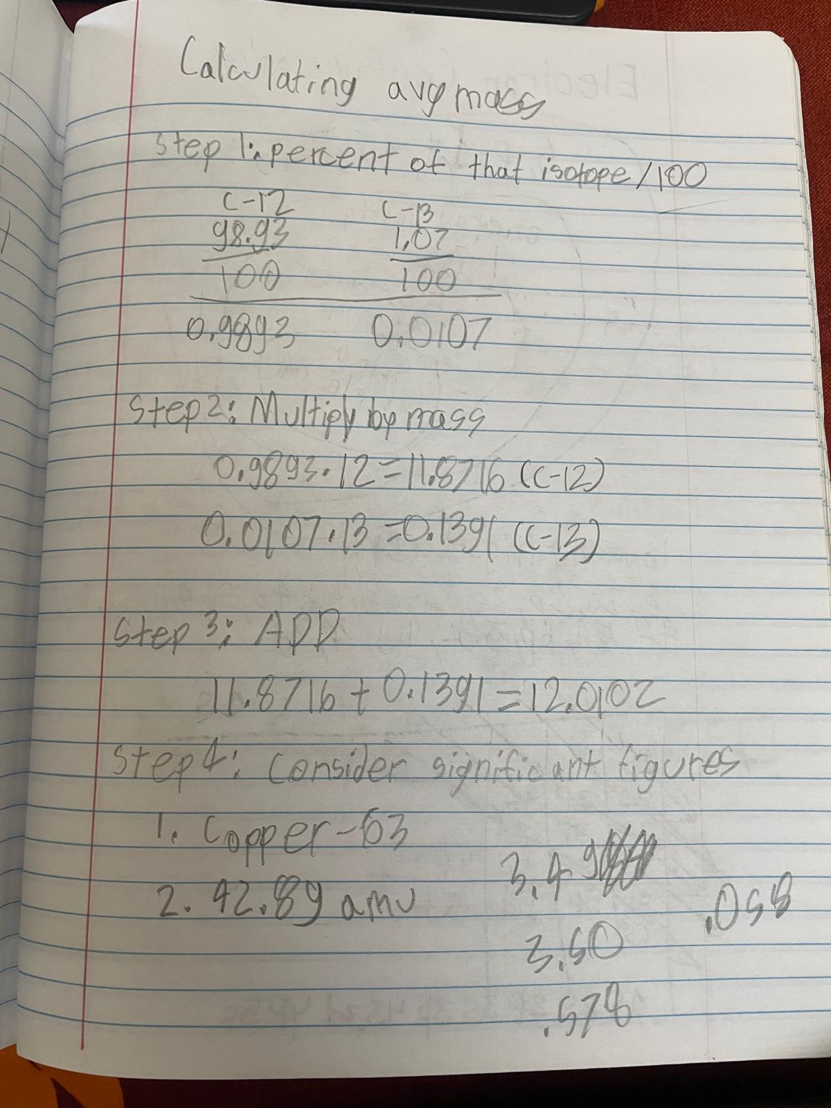 Average Mass of Element Calculation